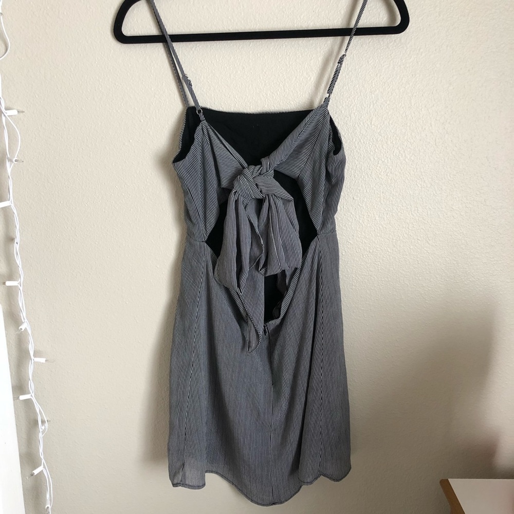 Squareneck Pinstripe Mini Dress